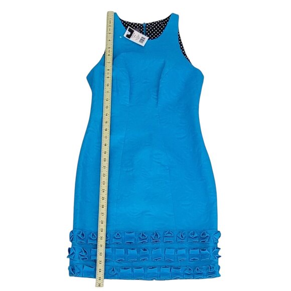 Muse Carribean Blue Structured Sleeveless Dress with Ruffle Hem NEW NWT Small - Picture 7 of 11